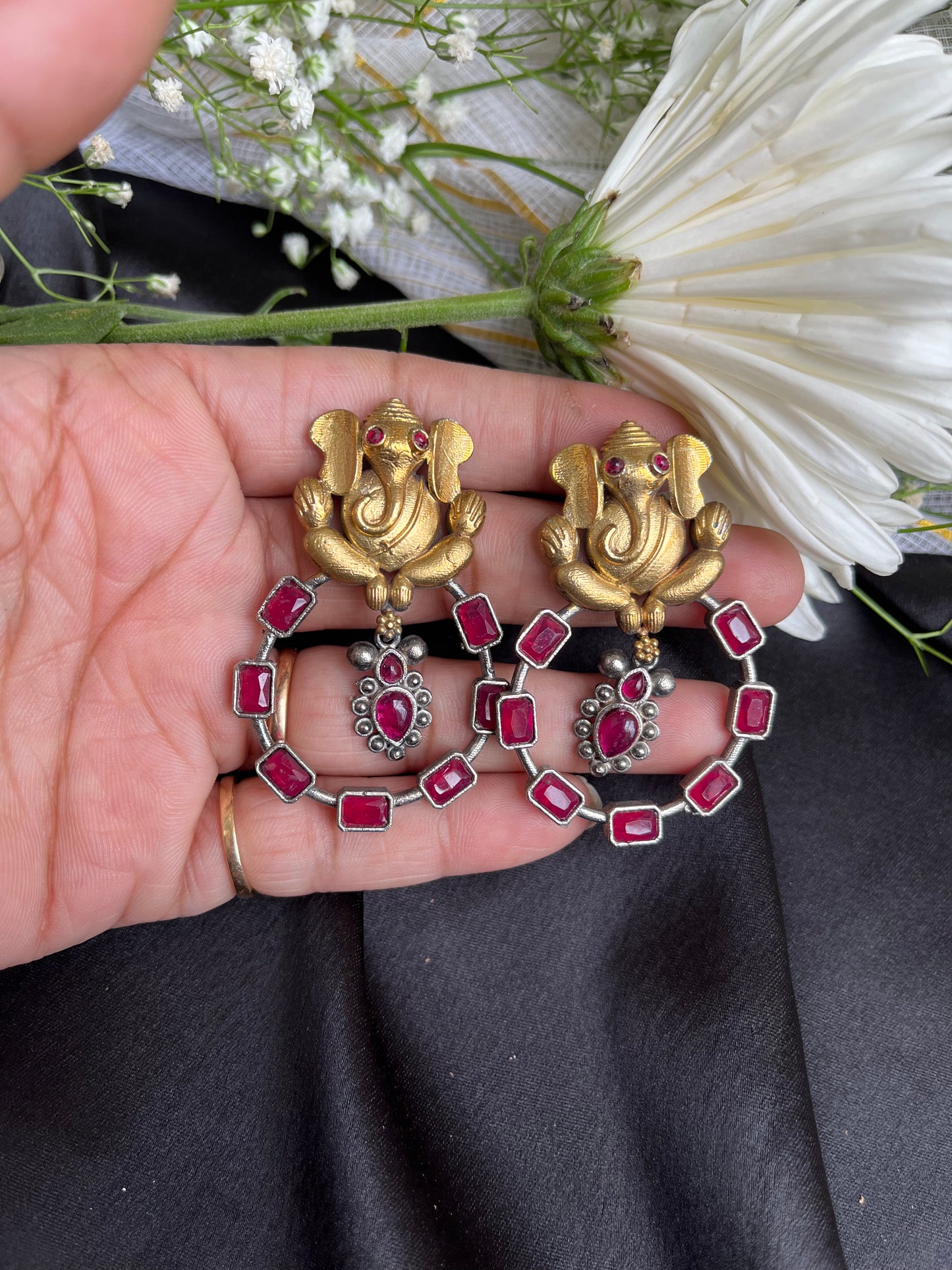 Ganesha Silver Earring