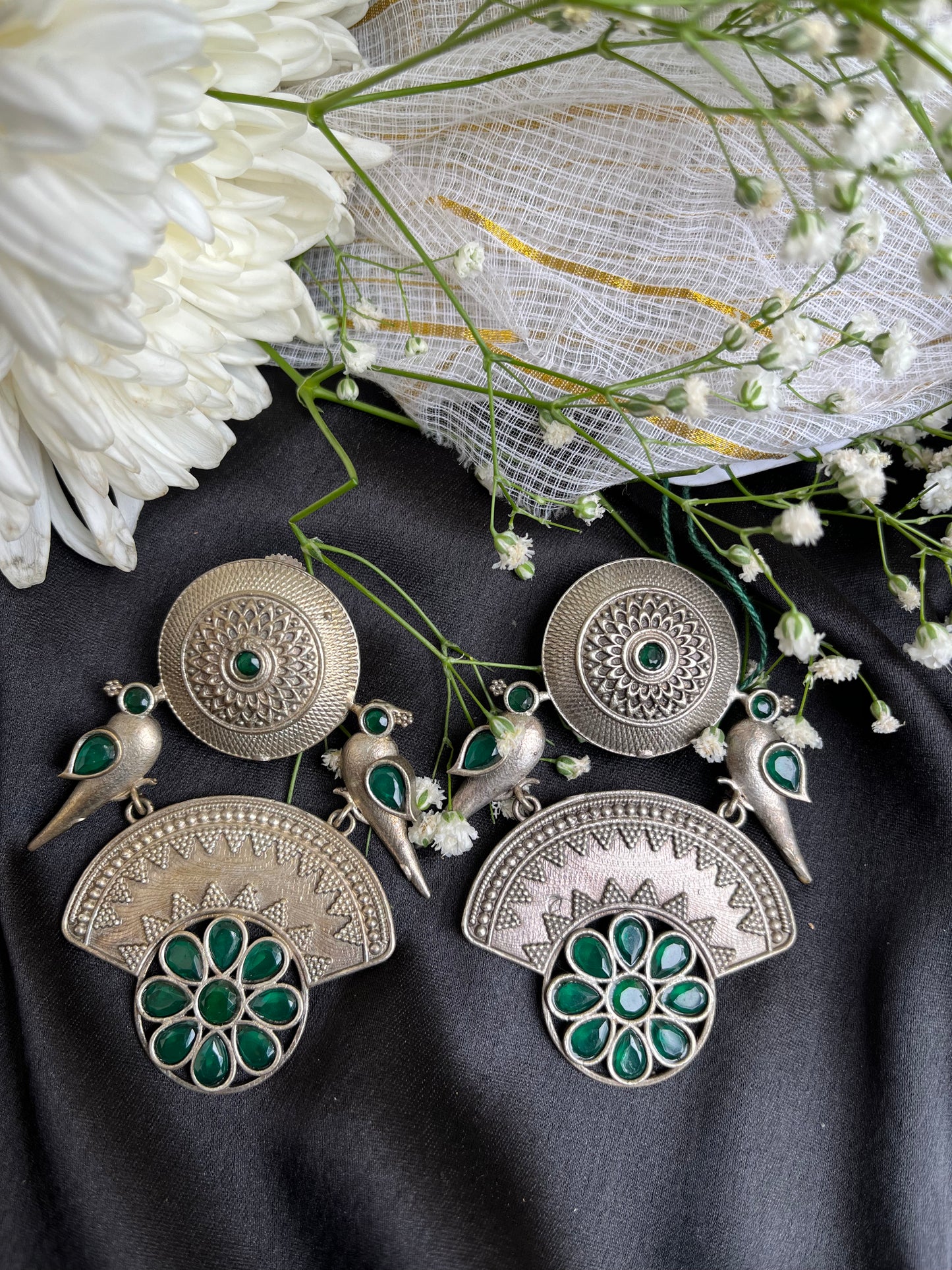 Green Masakali Silver Earring