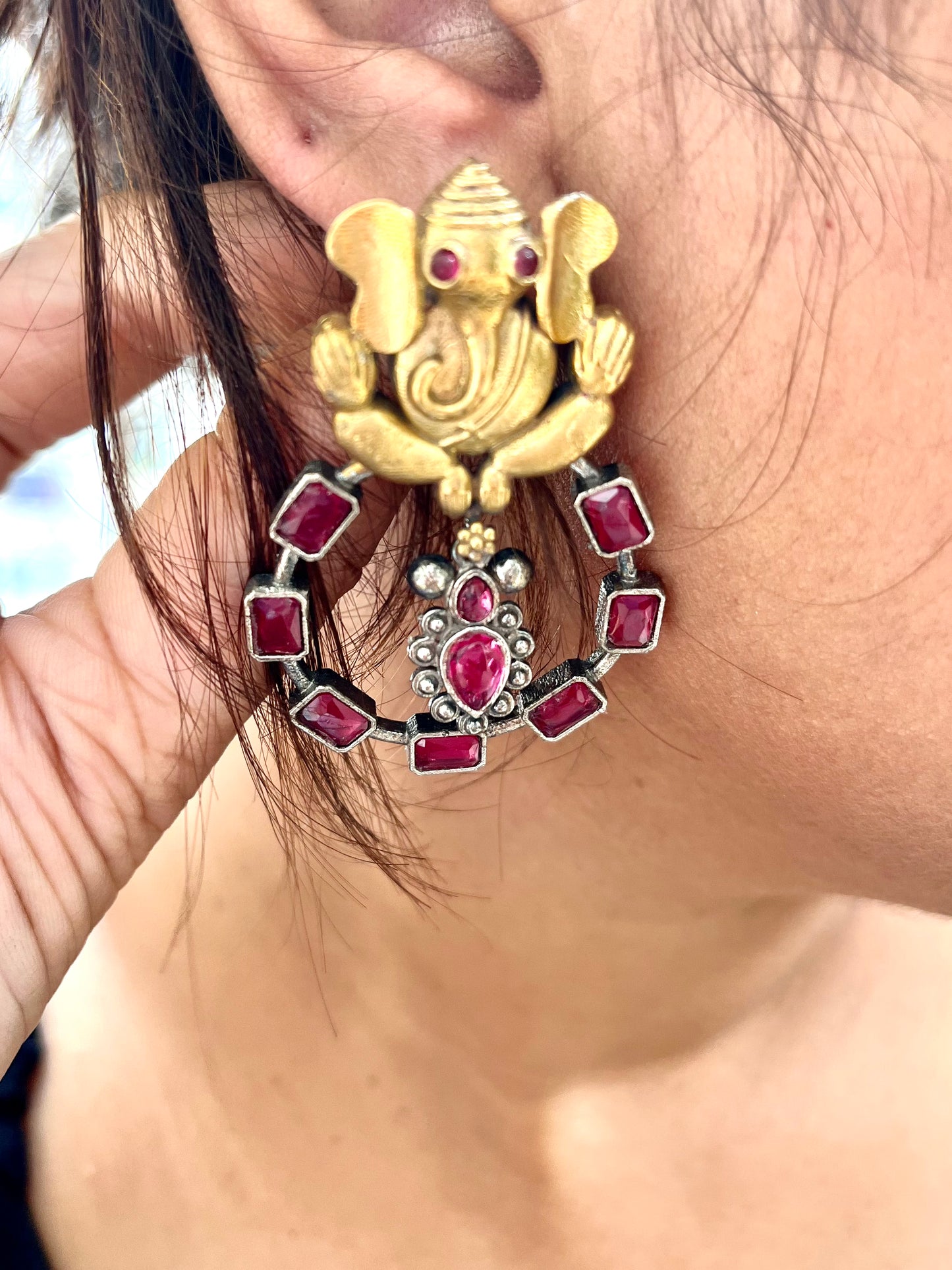 Ganesha Silver Earring