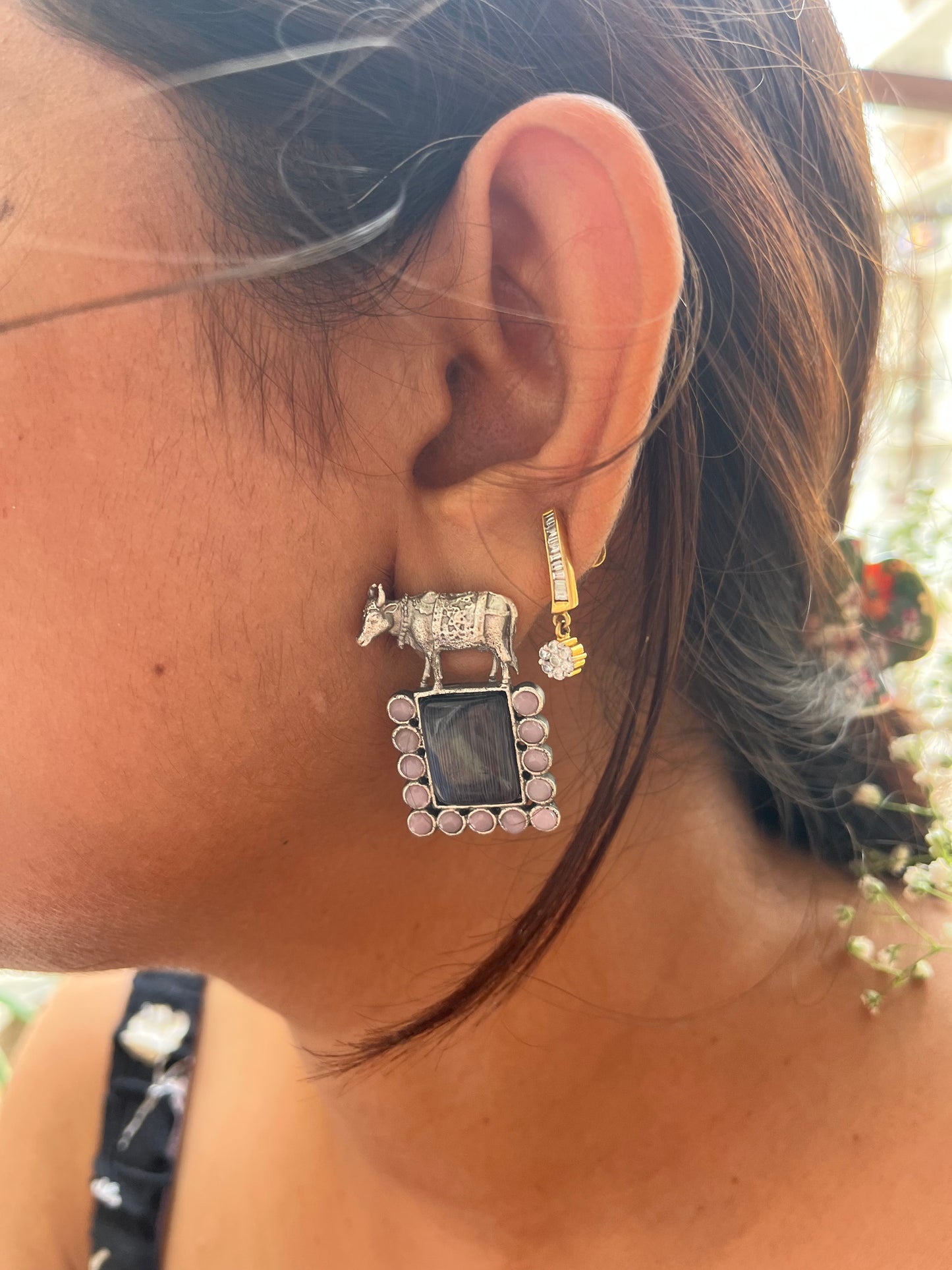 Purple Nandi Silver Earring