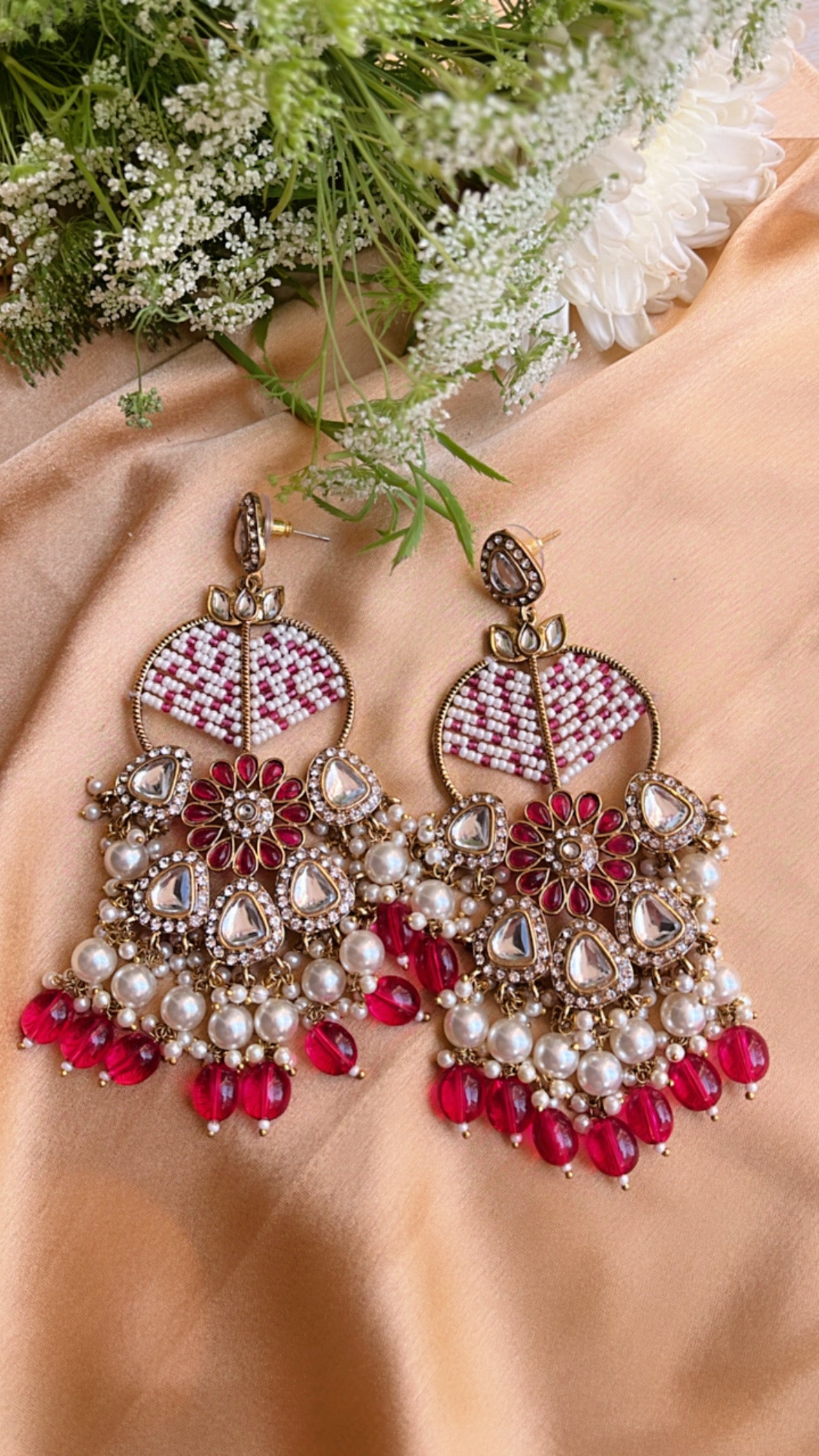 Pink Yuvika Statement Earring