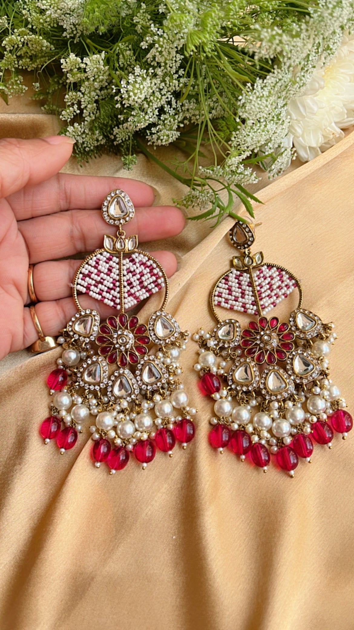 Pink Yuvika Statement Earring