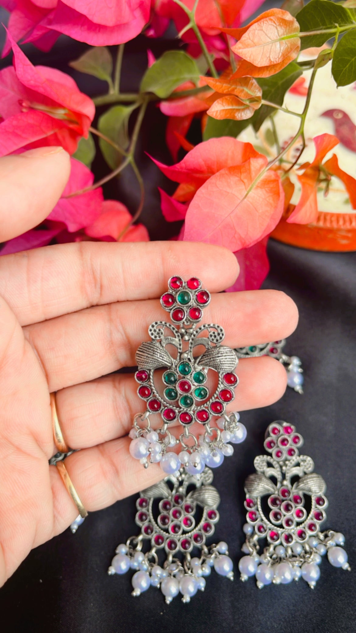 Kash Phool Silver Earring