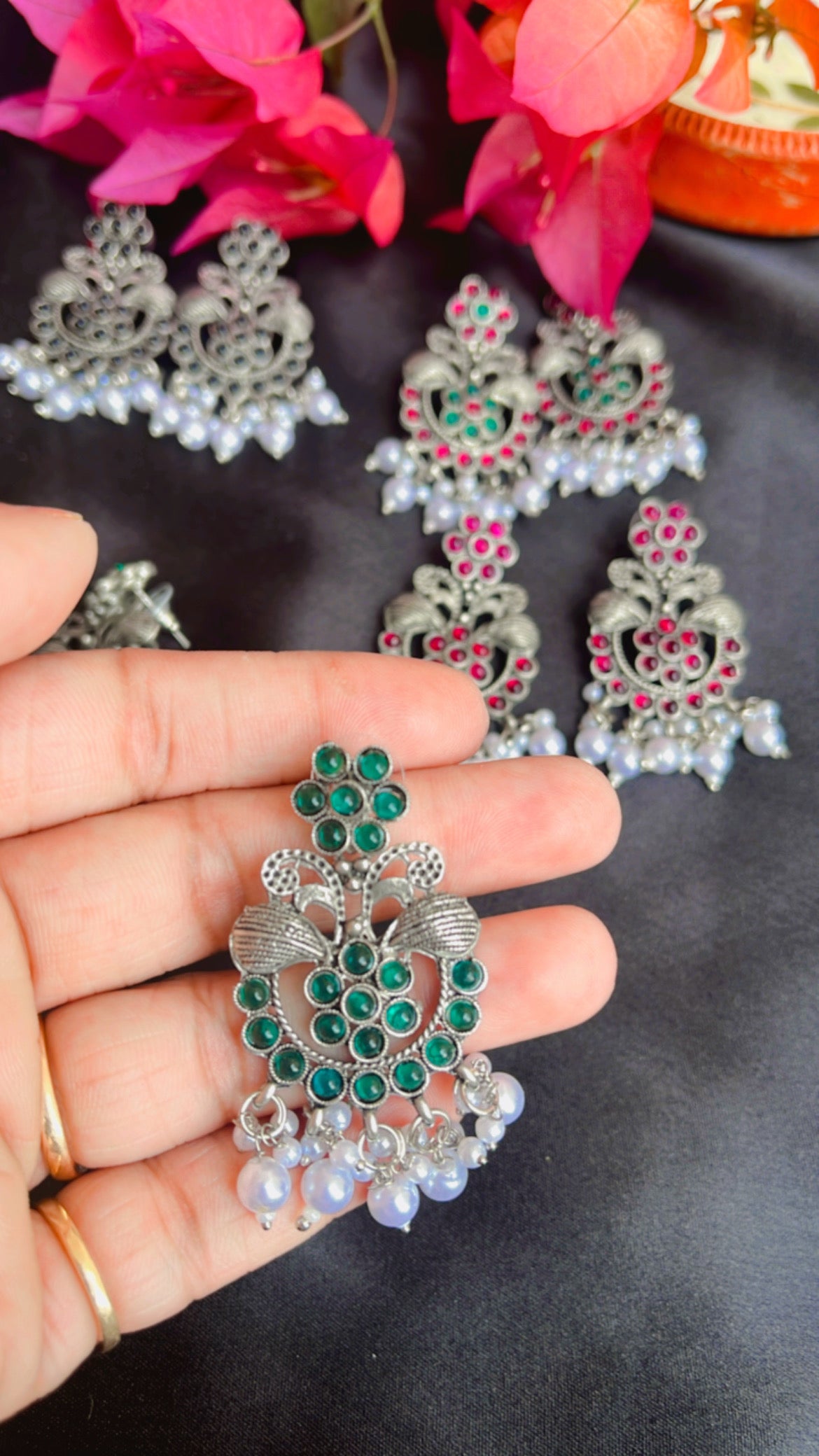 Kash Phool Silver Earring