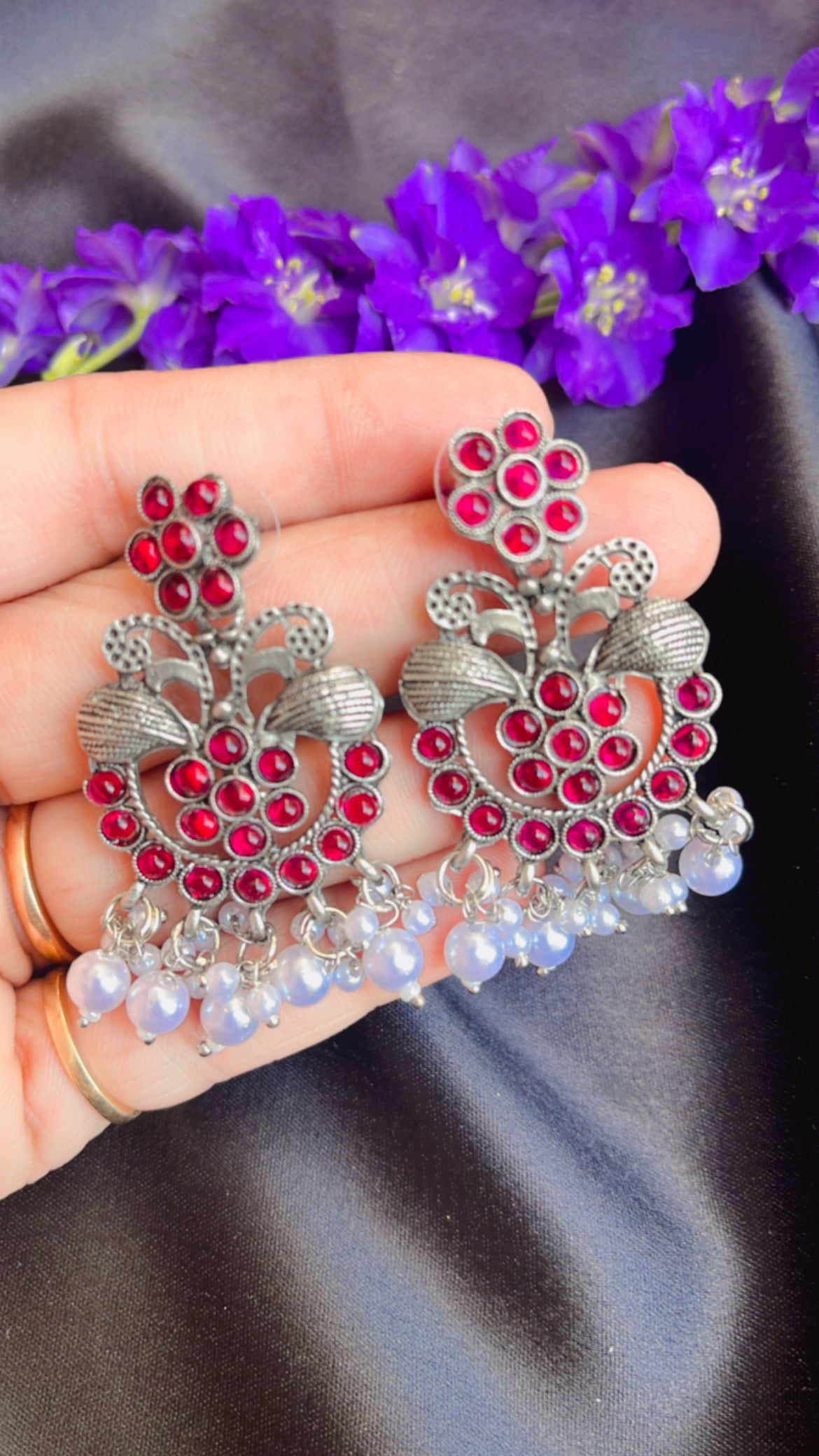 Kash Phool Silver Earring