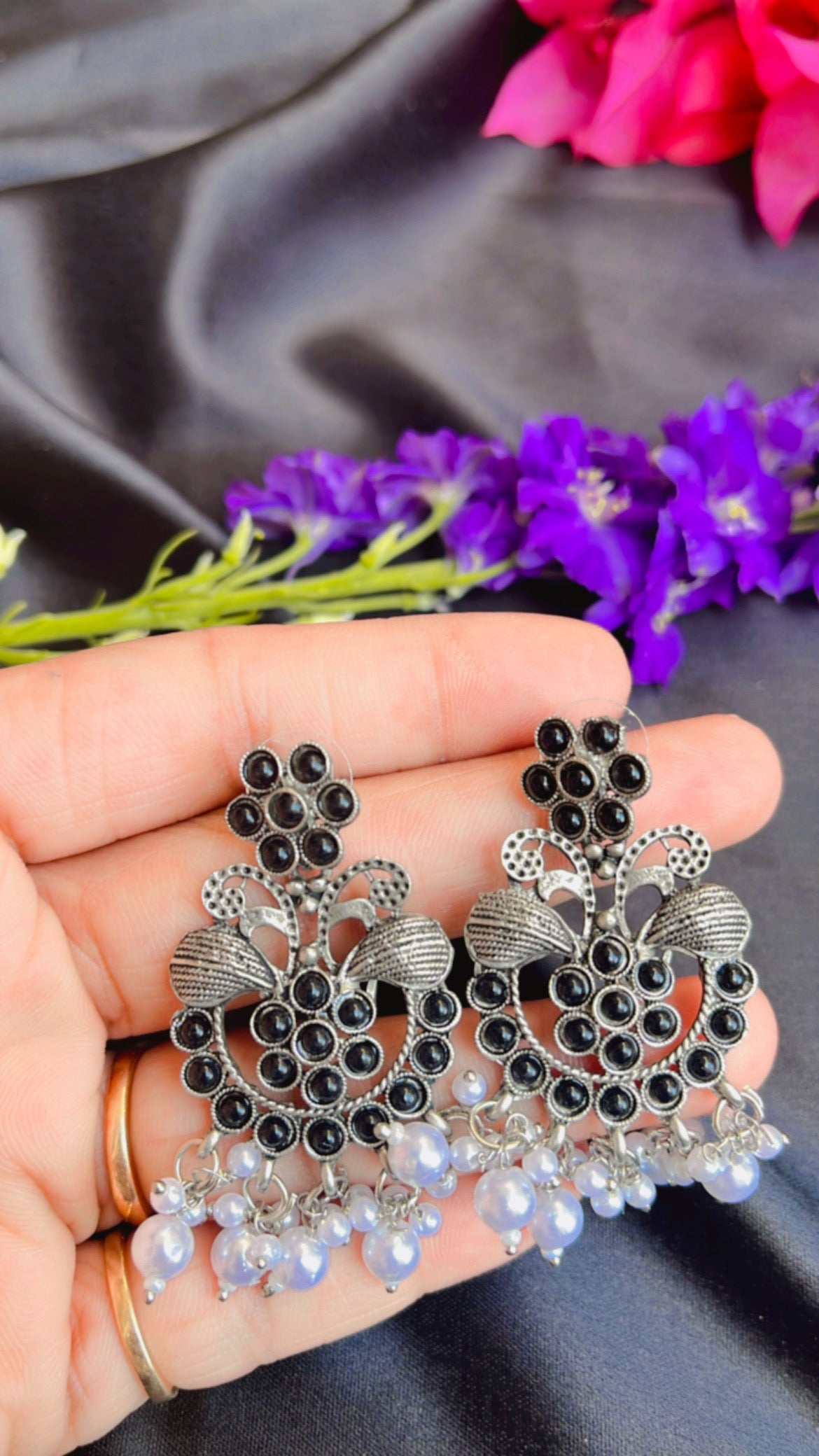 Kash Phool Silver Earring