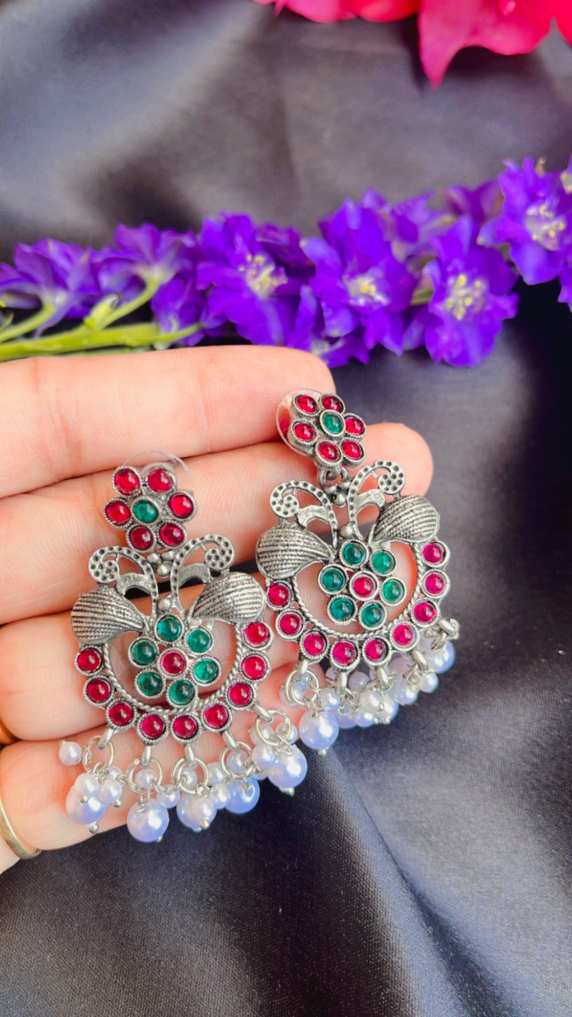 Kash Phool Silver Earring