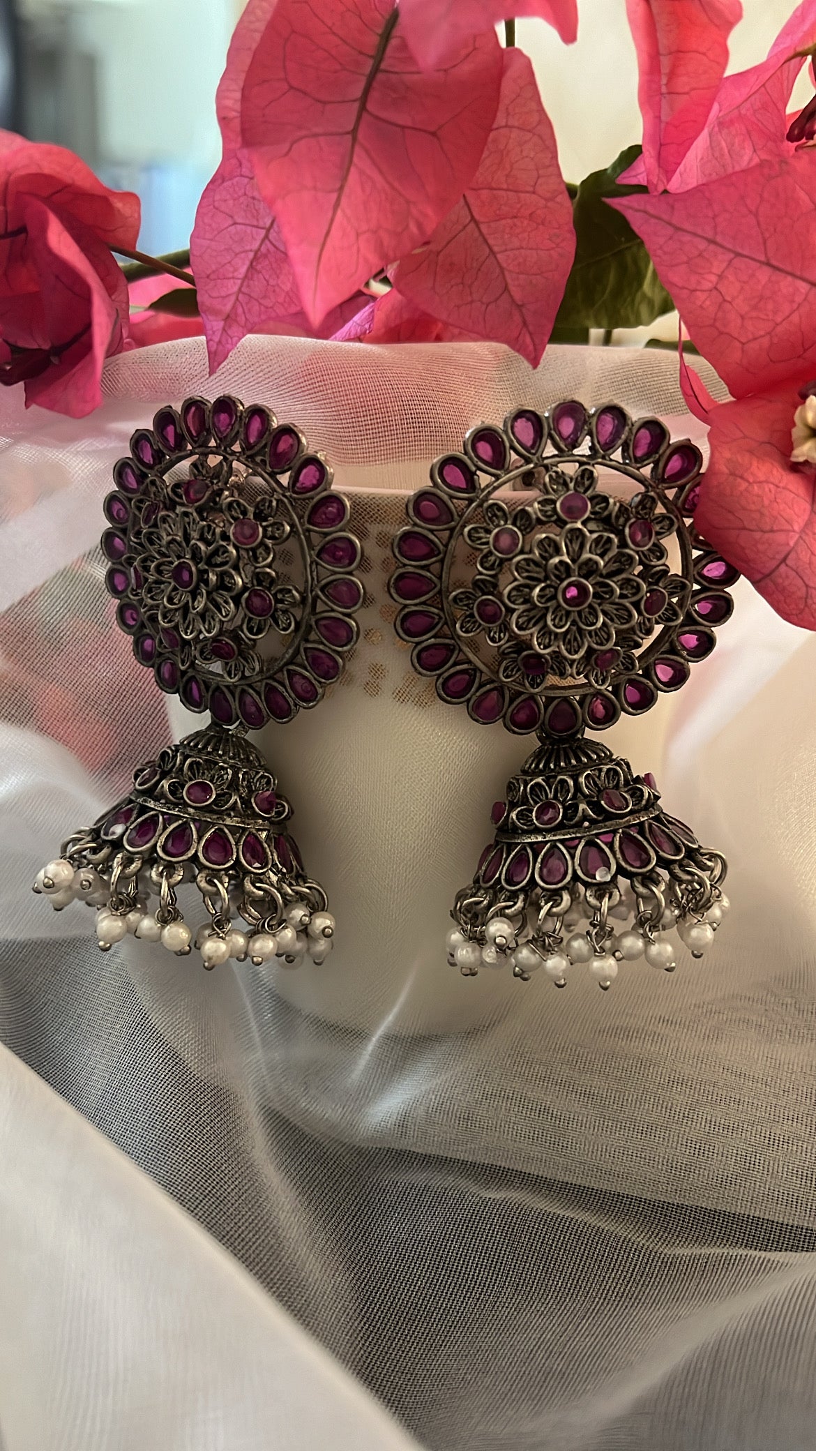 Kash Phulwadi Jhumka Silver Earring