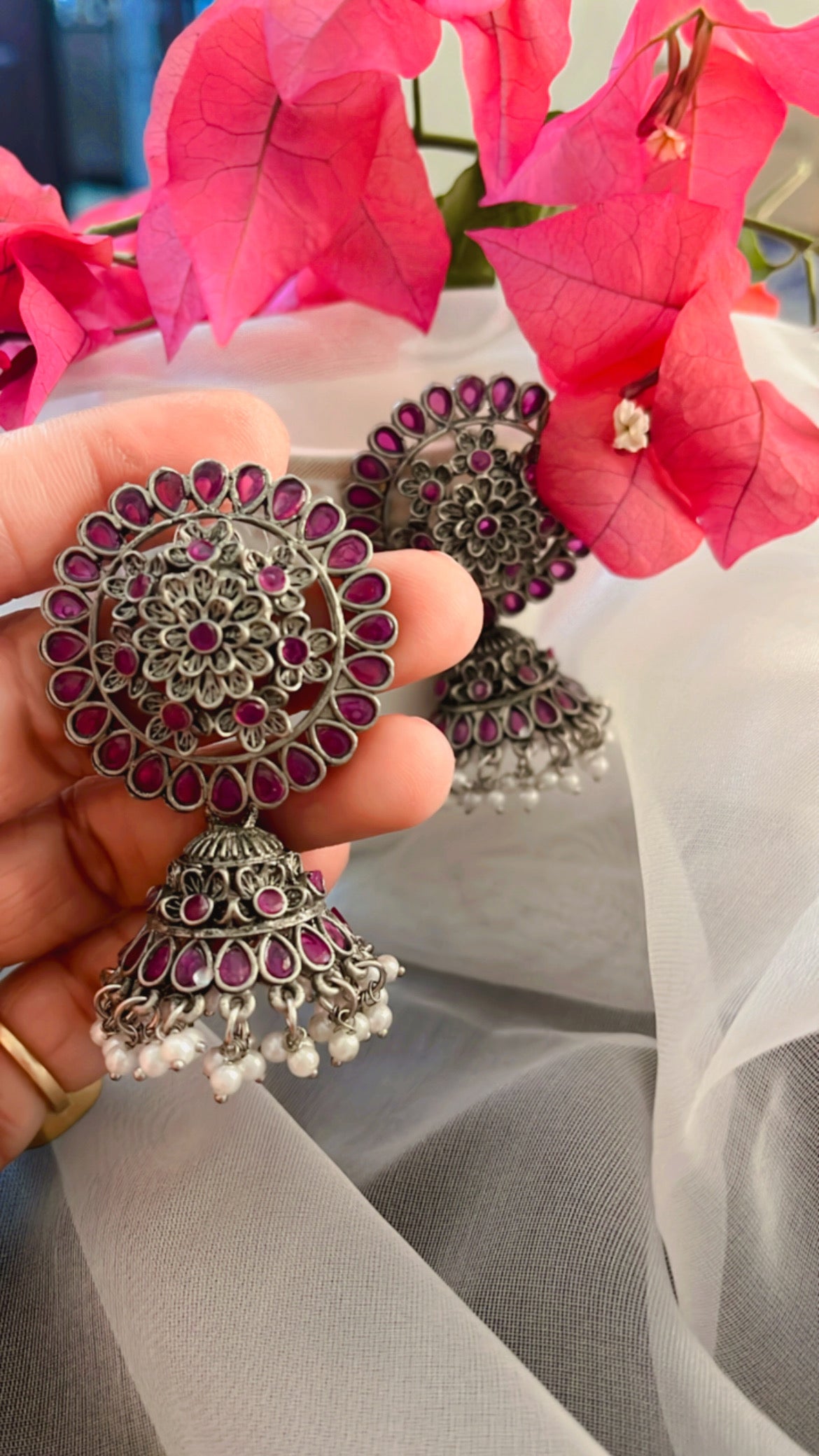 Kash Phulwadi Jhumka Silver Earring