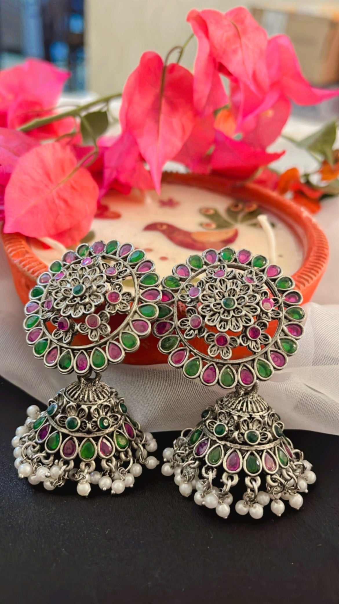 Kash Phulwadi Jhumka Silver Earring