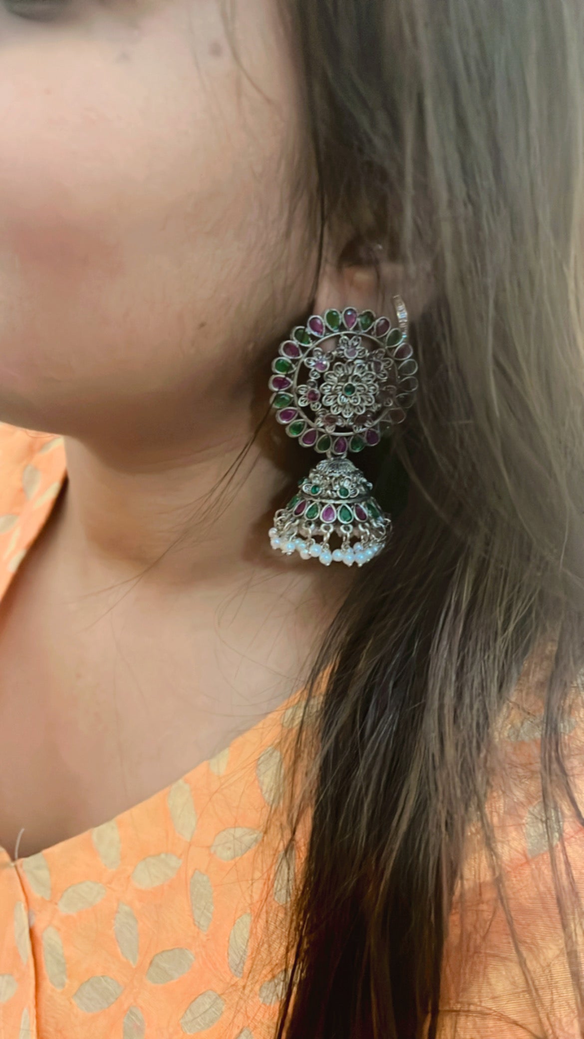 Kash Phulwadi Jhumka Silver Earring