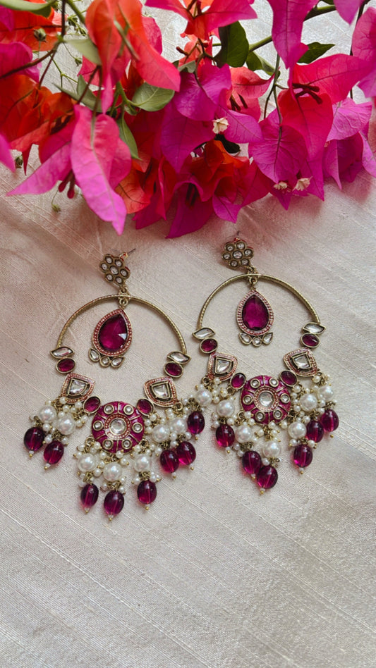 Purple Chandbali  Earring