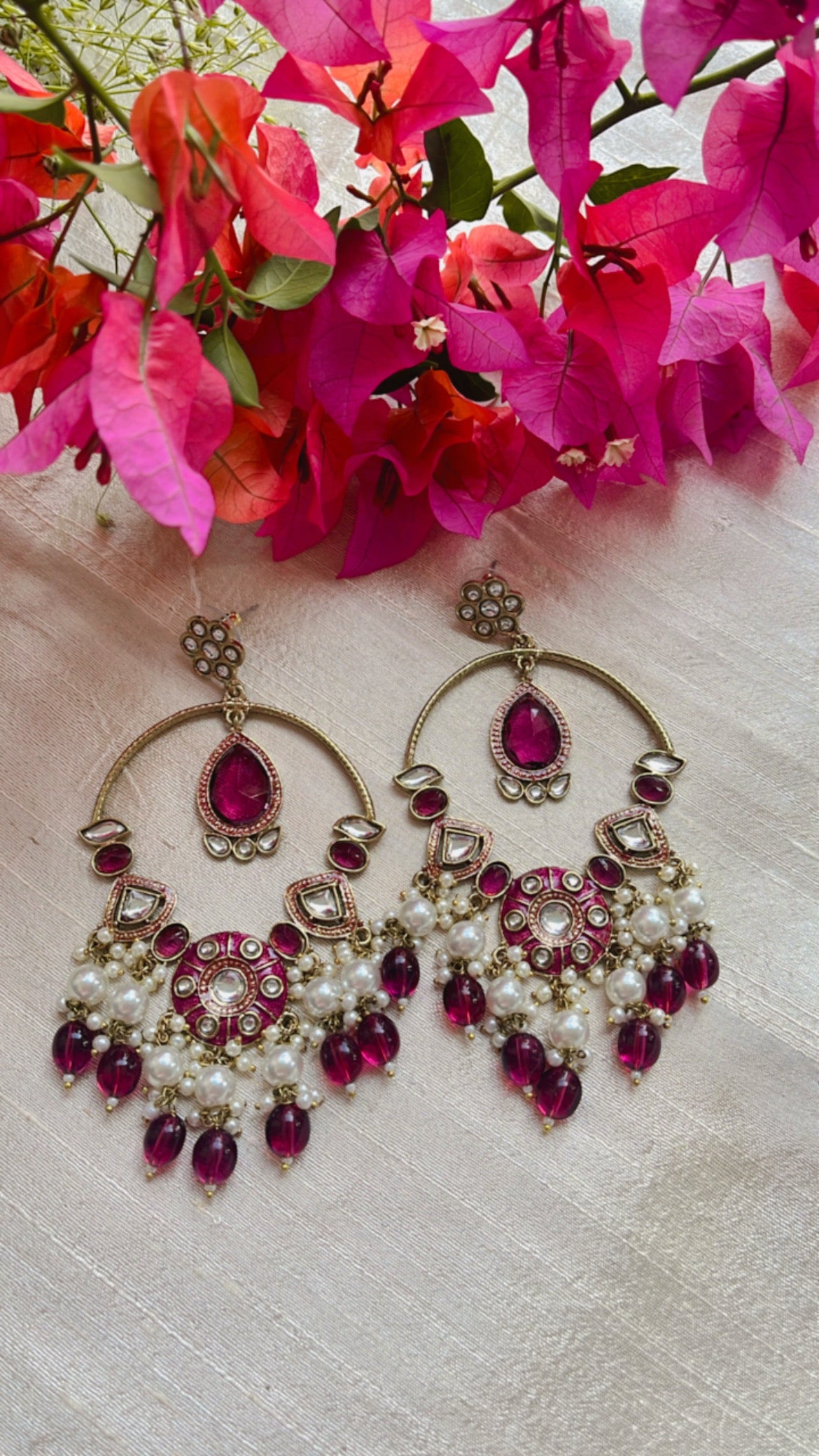 Purple Chandbali  Earring