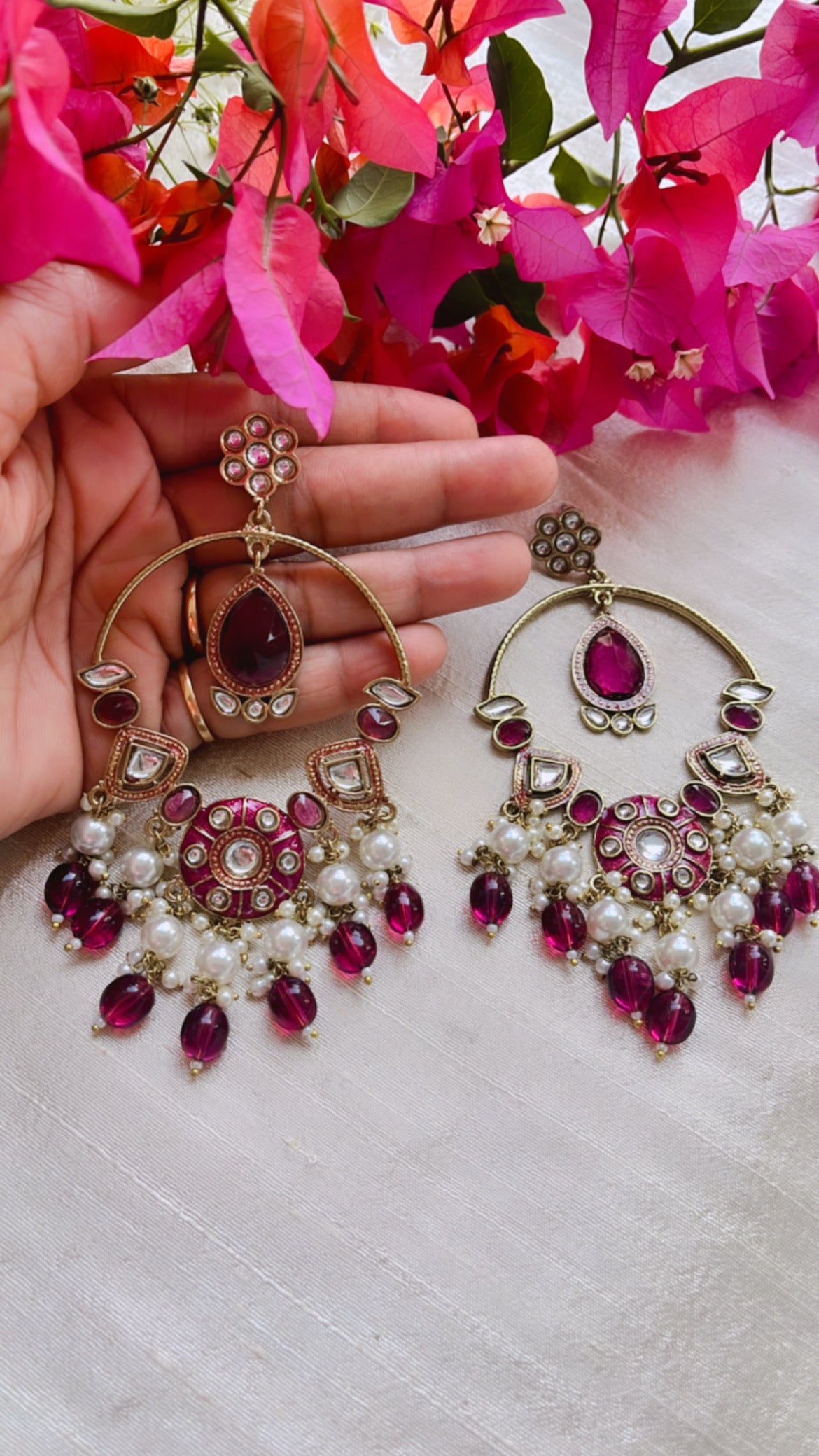 Purple Chandbali  Earring