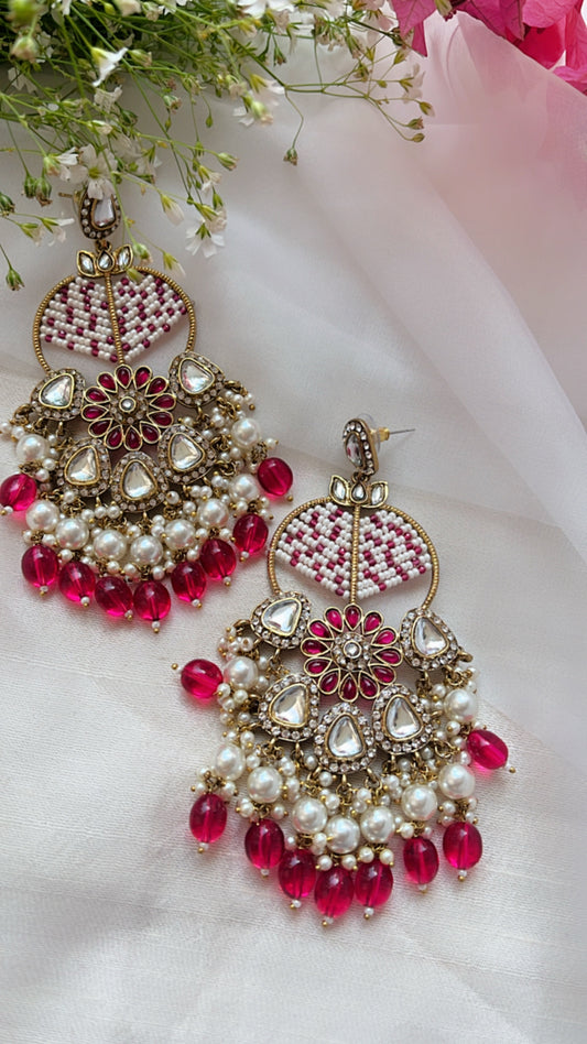 Pink Yuvika Statement Earring