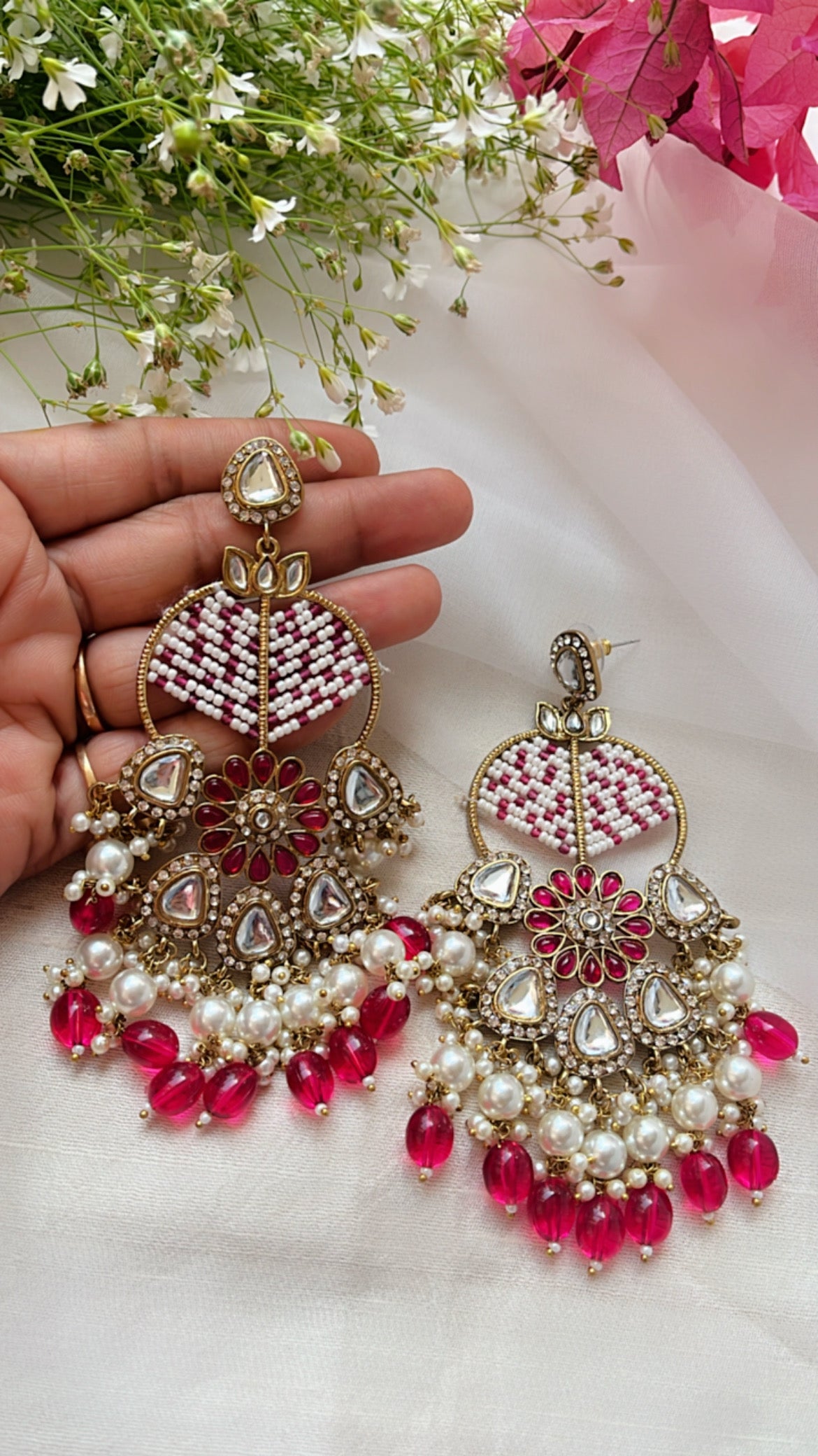 Pink Yuvika Statement Earring