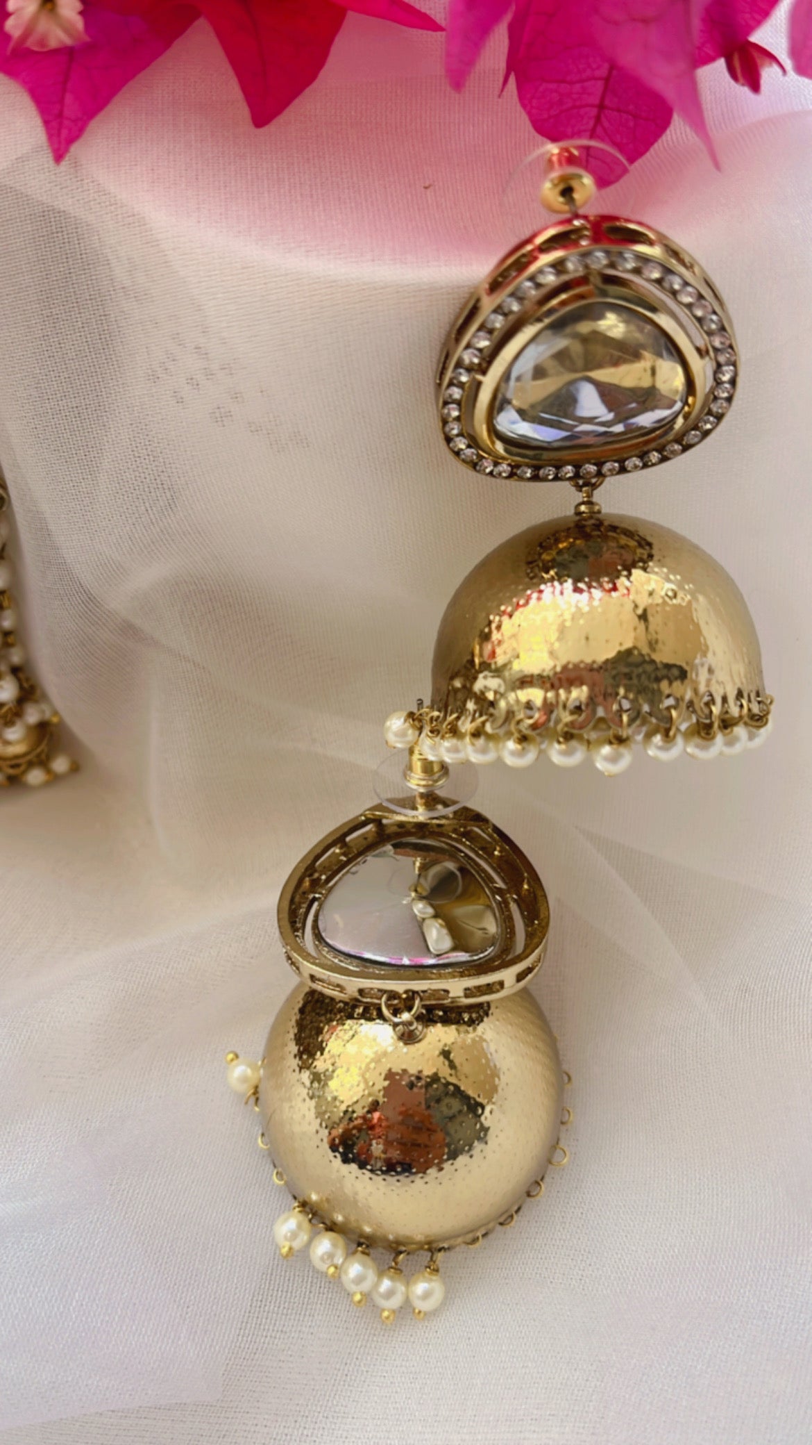 Polki Golden Jhumka Earring