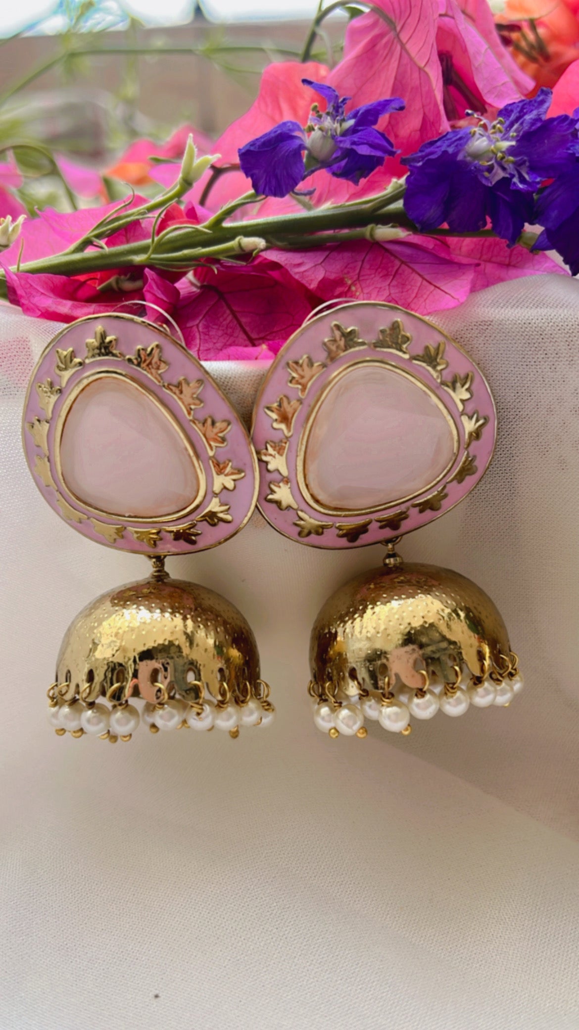 Baby Pink Jhumka Earring