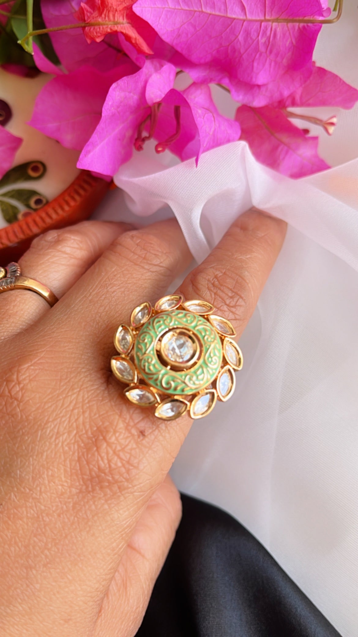 Mistha (Mint) Polki  Ring