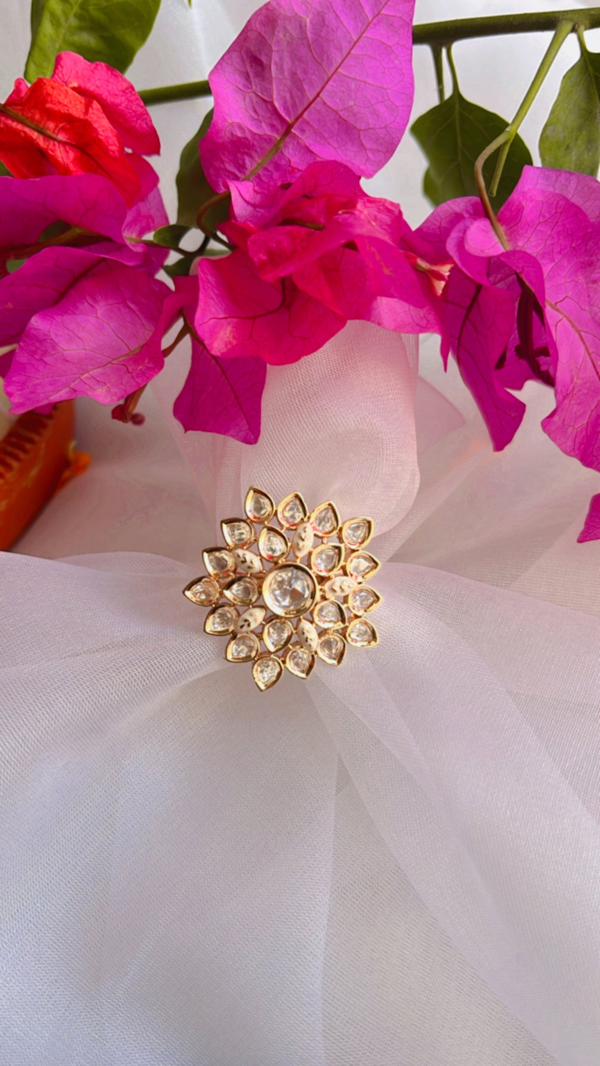 Naisha (White) Polki  Ring