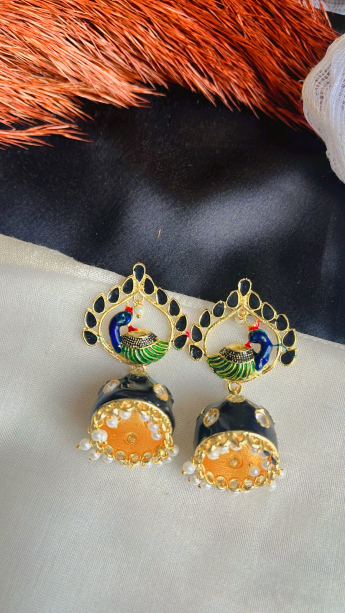 Black Mayur Ethnic Earring