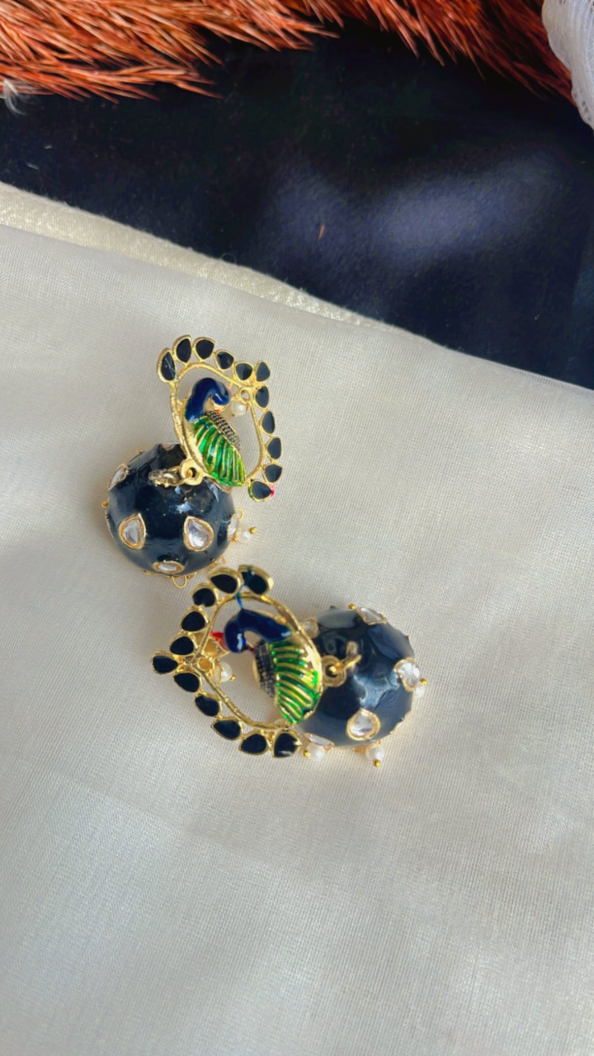 Black Mayur Ethnic Earring