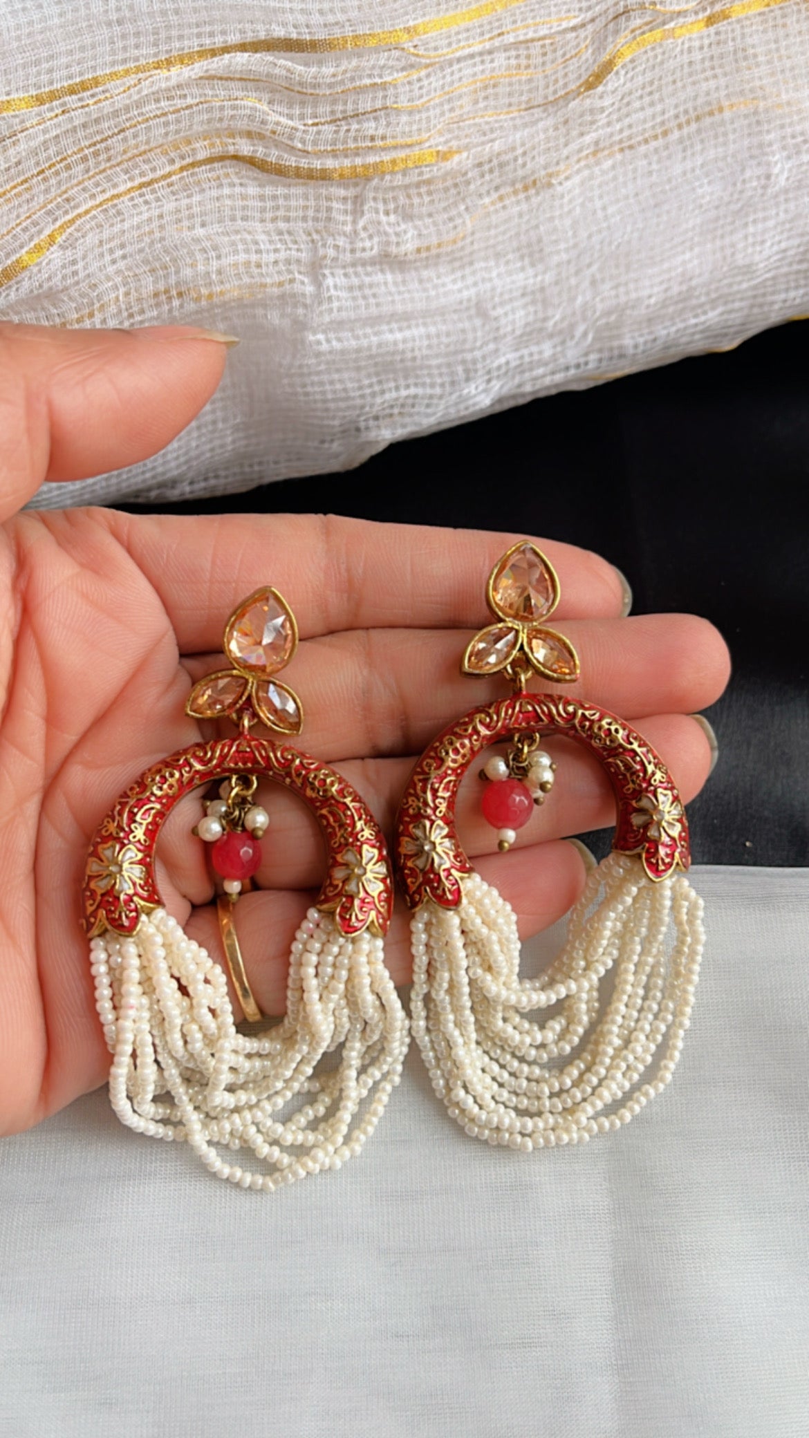 Red Mehak Ethnic Earring