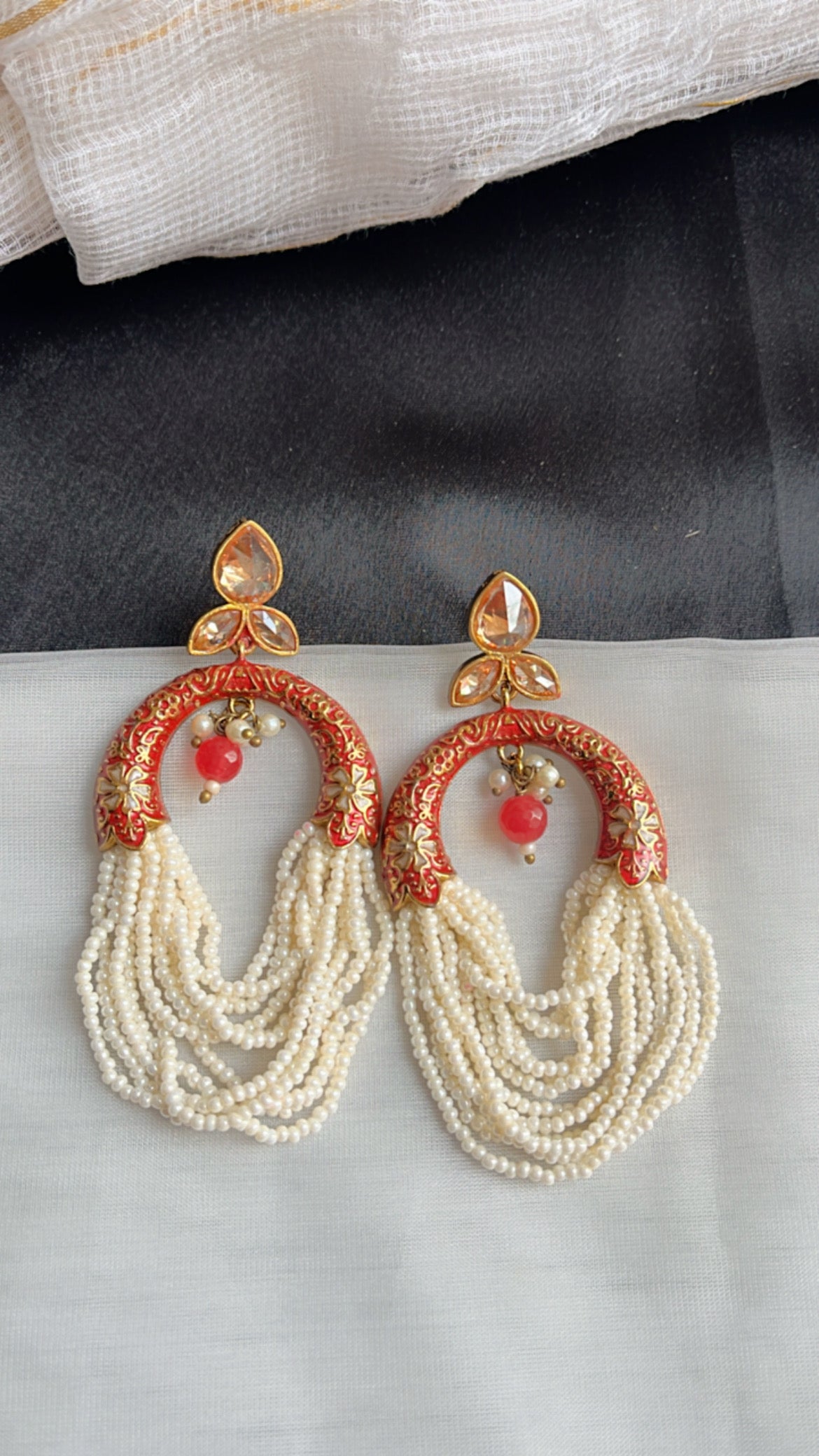 Red Mehak Ethnic Earring