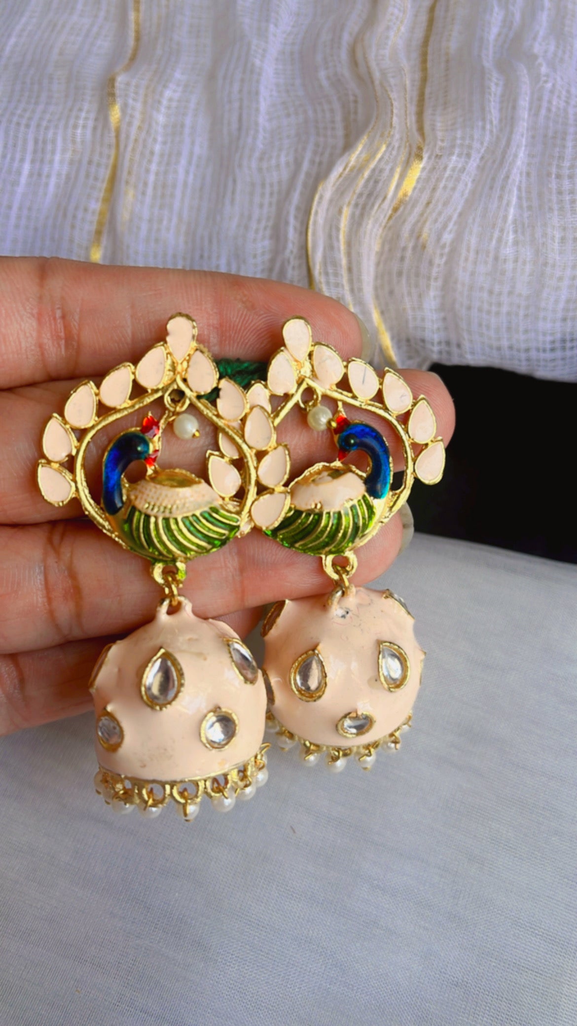 Peach Mayur  Earring