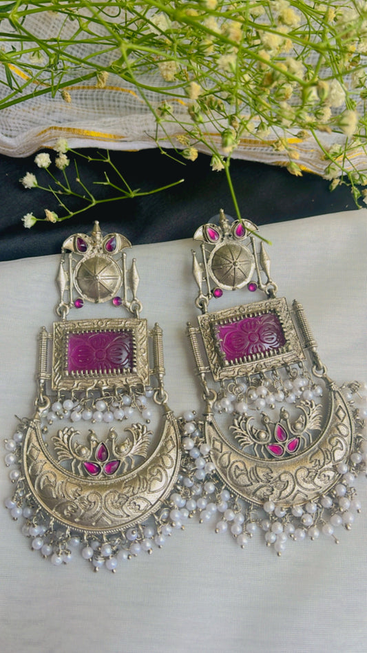 Purple Anisha Silver Earring