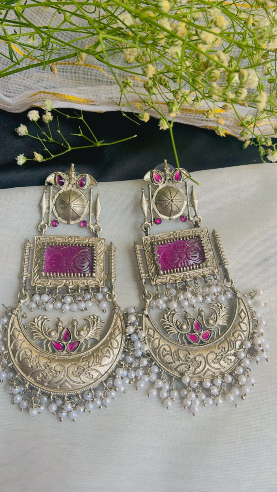 Purple Anisha Silver Earring