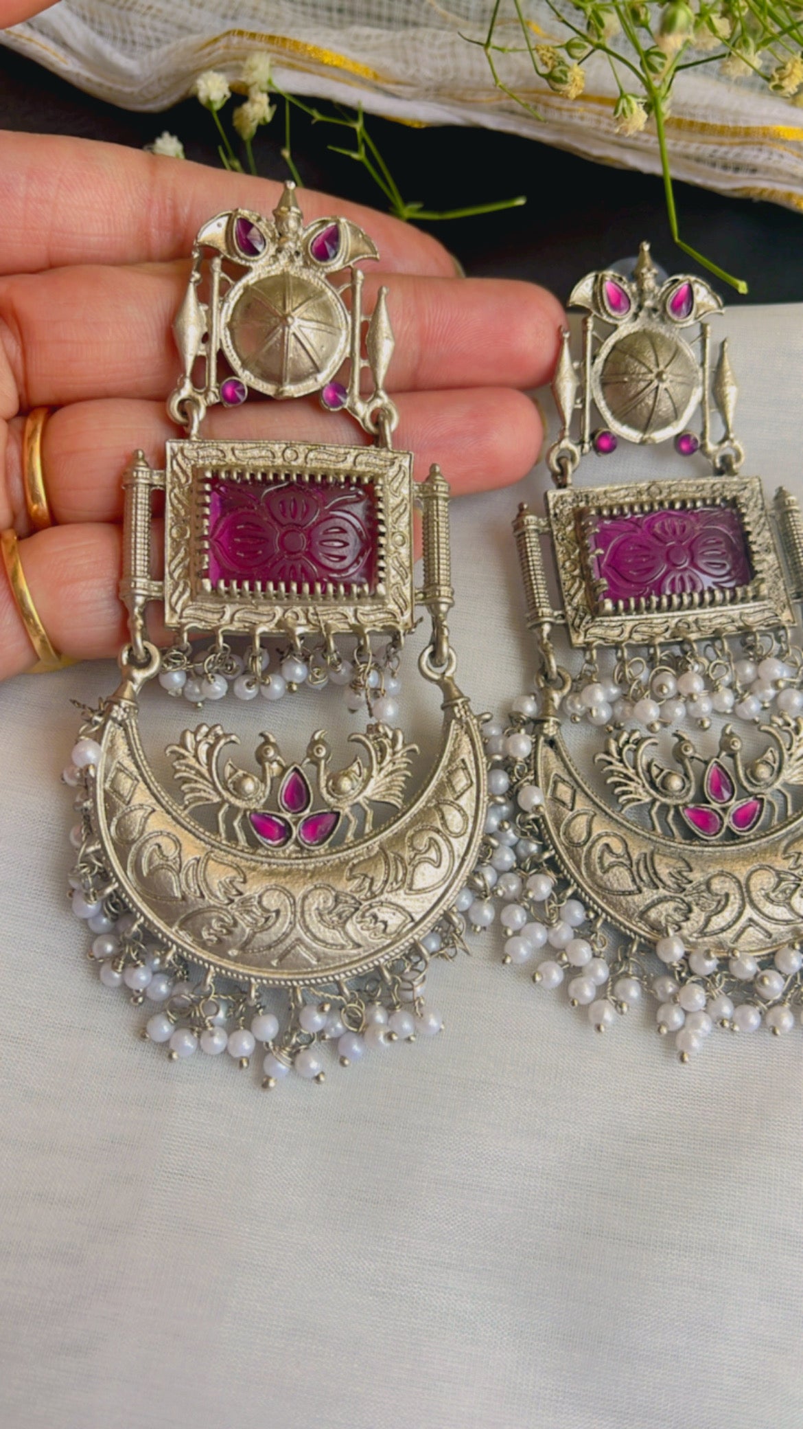 Purple Anisha Silver Earring