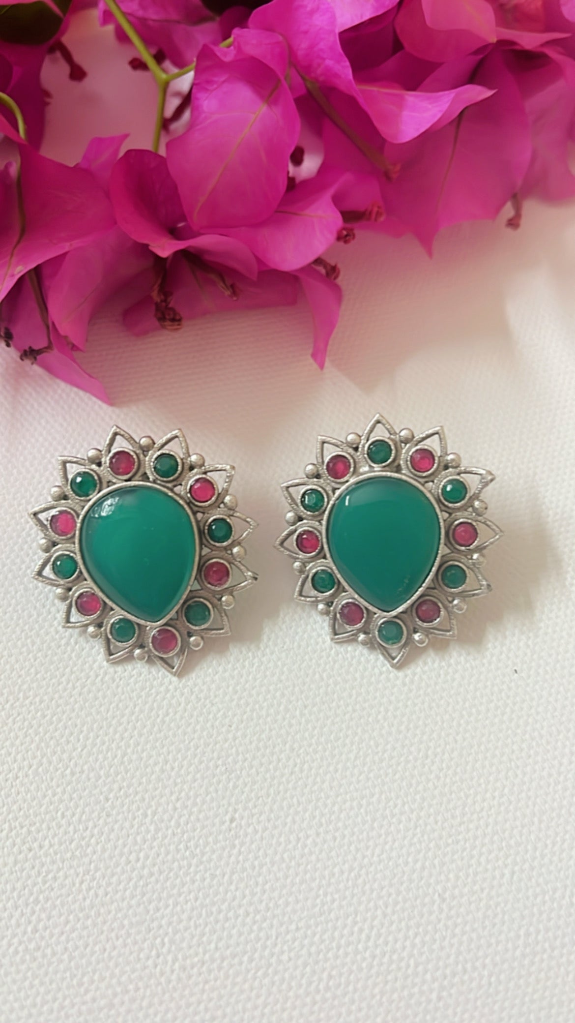 Green Nalini Silver Earring