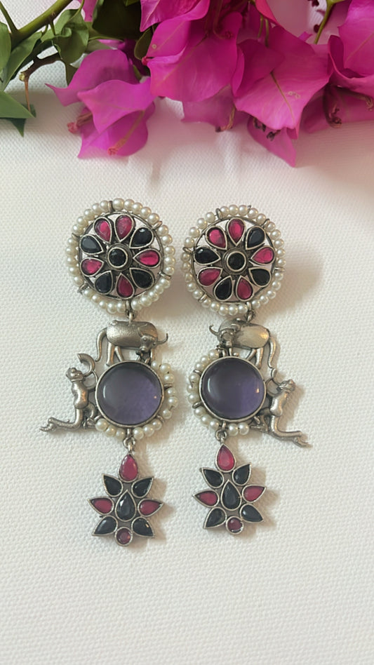 Purple Namah Silver Earring