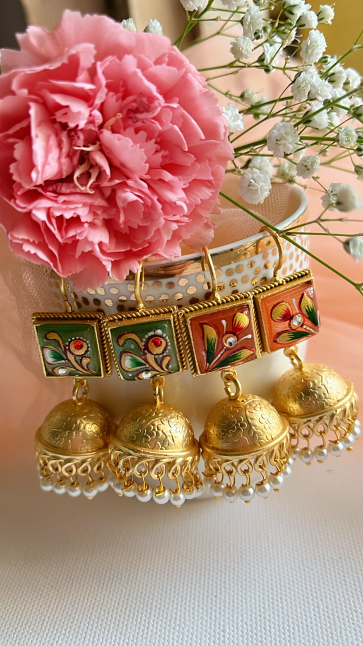 White  Mira Jhumka Earring