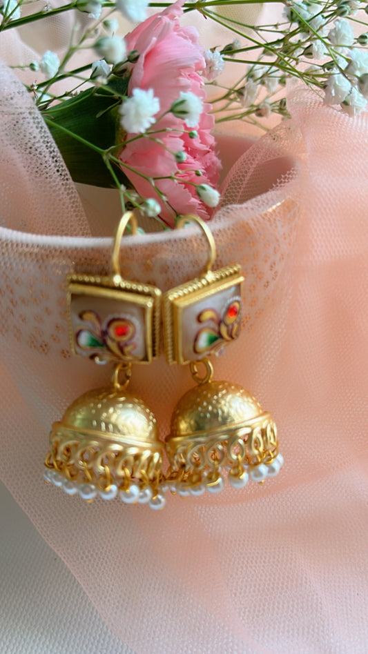 White  Mira Jhumka Earring