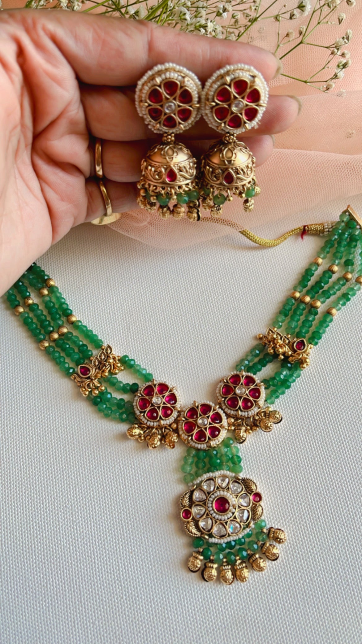 Green  Mohini Neckpiece Set