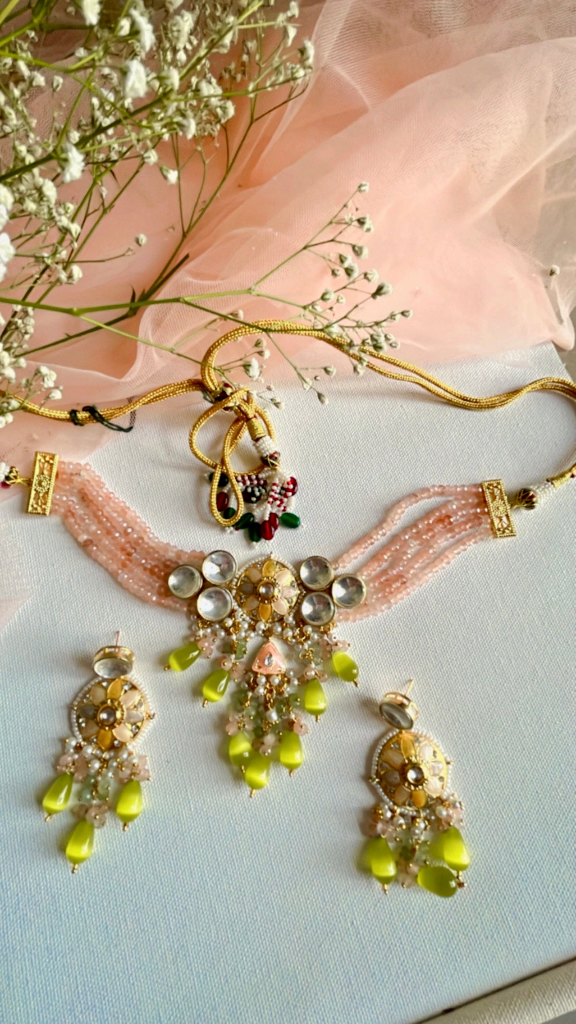 Peach Meenakshi Necklace Set