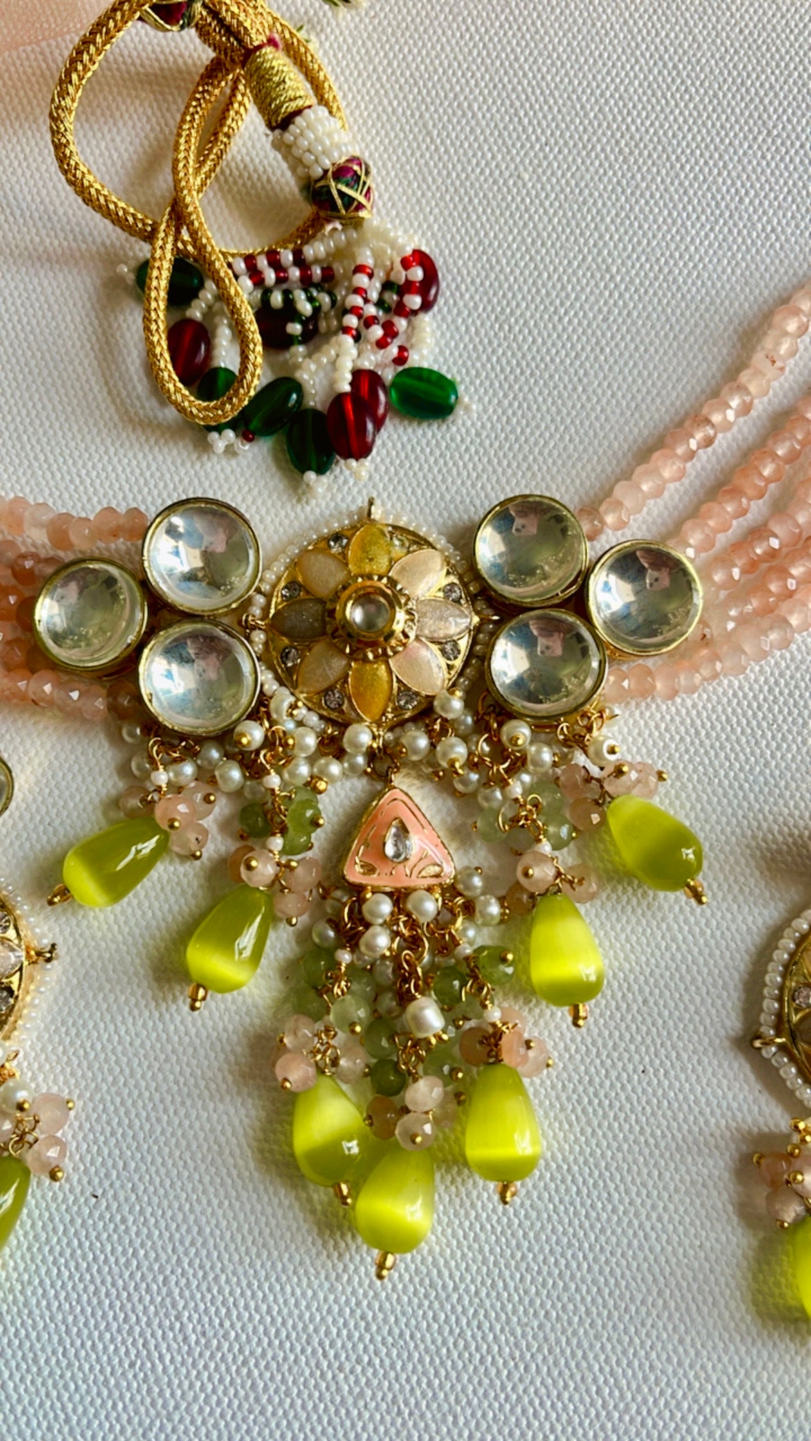 Peach Meenakshi Necklace Set