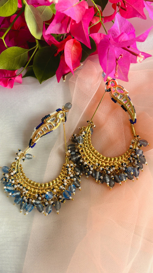 Blue Trishika Chandbali Earring