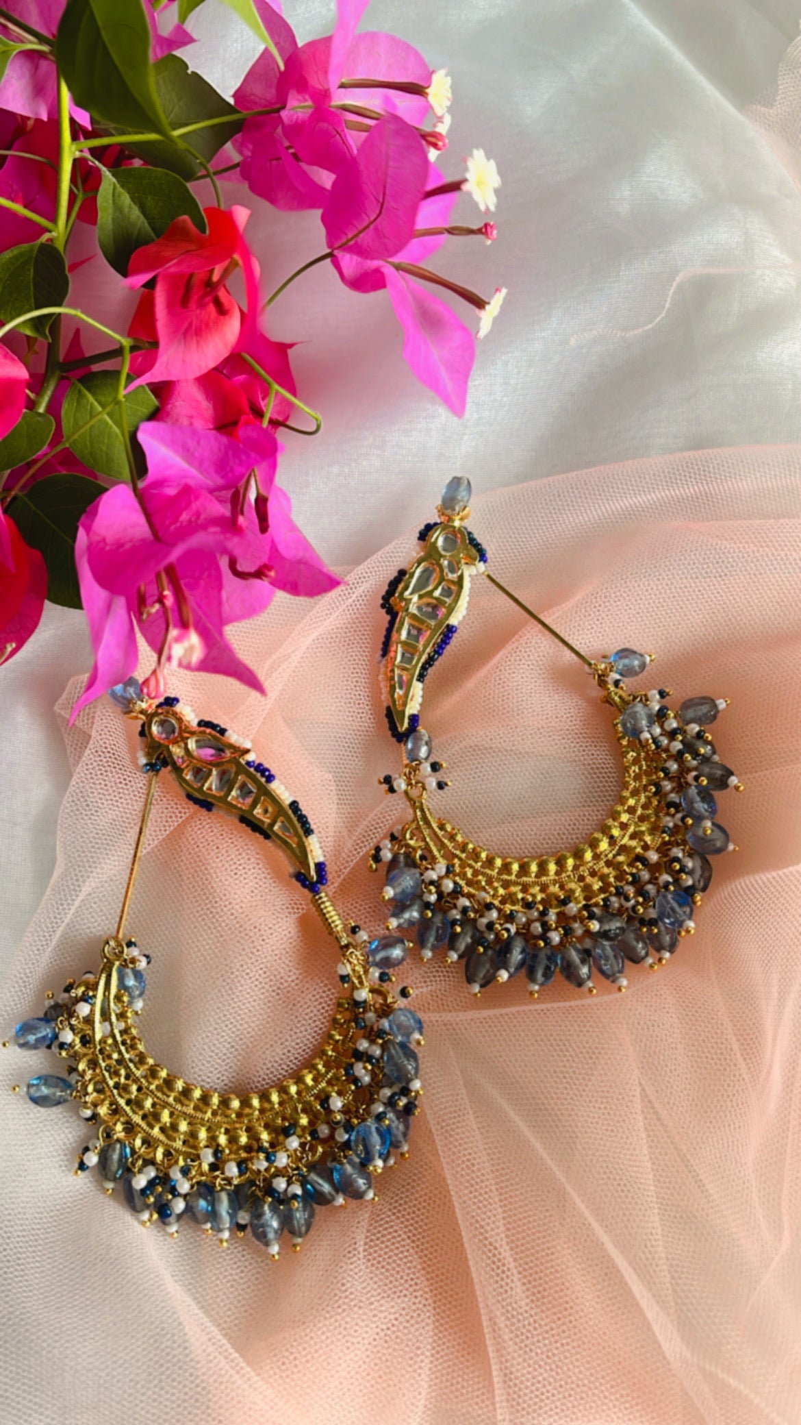 Blue Trishika Chandbali Earring