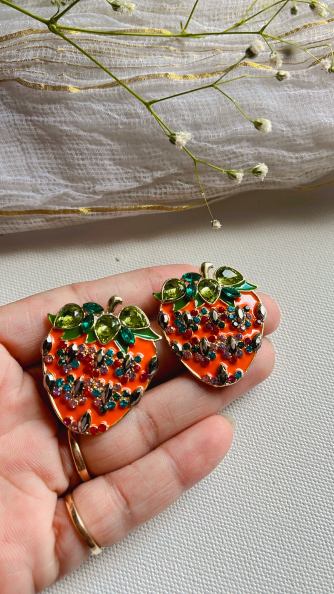 Orange Strawberry Earring