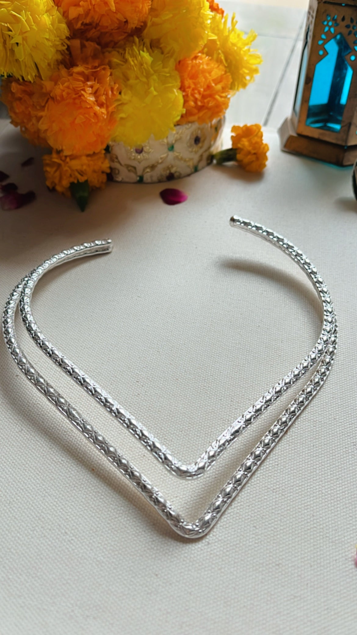 Naisha Silver Statement Neckpiece