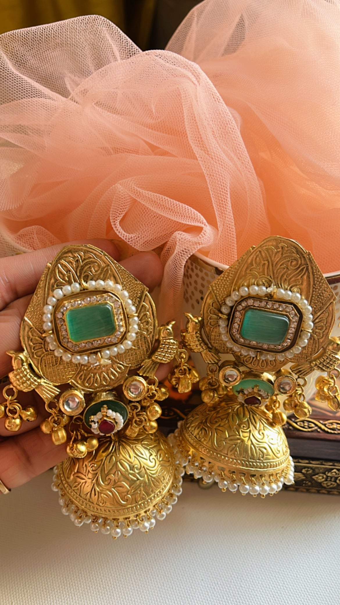 Raunika Golden Jhumka Earring