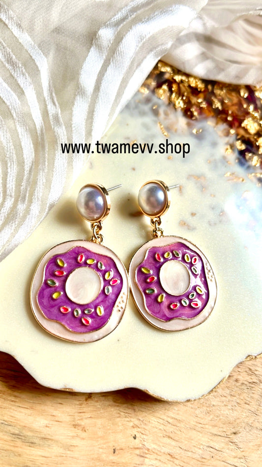 Purple Donut Earring