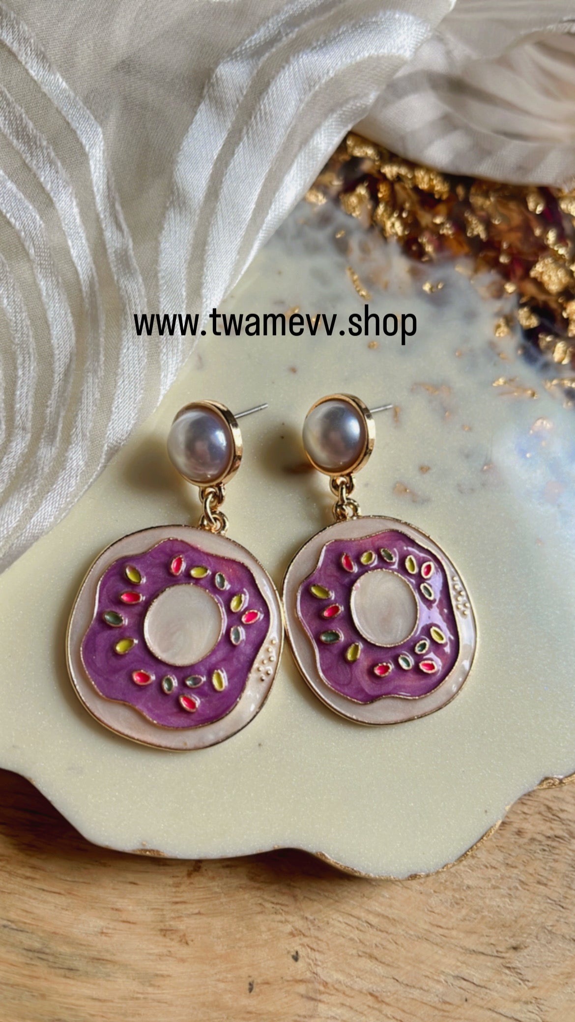 Purple Donut Earring