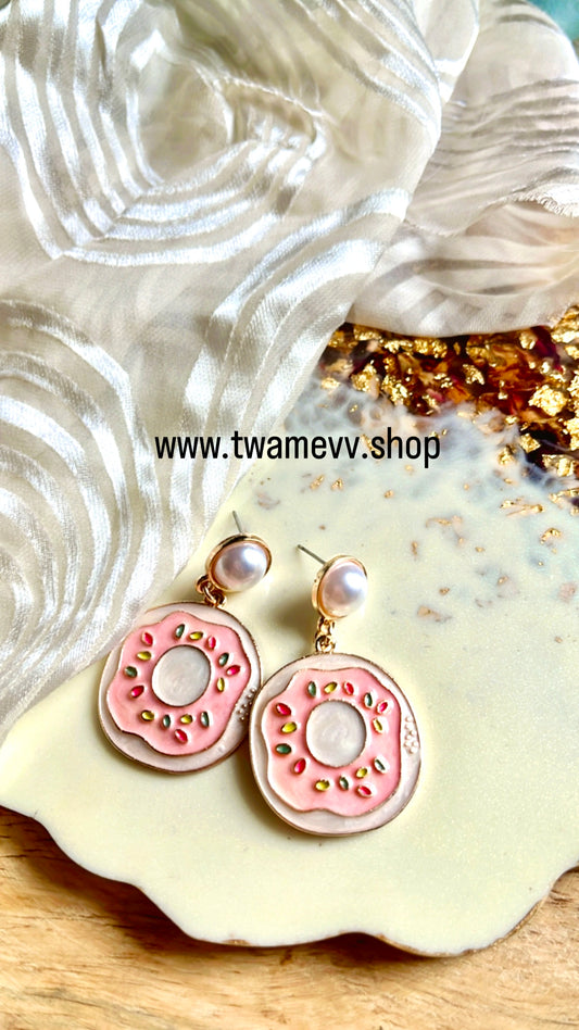 Pink Donut Earring