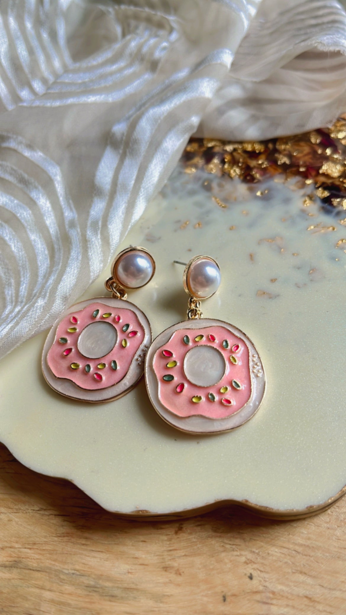 Pink Donut Earring