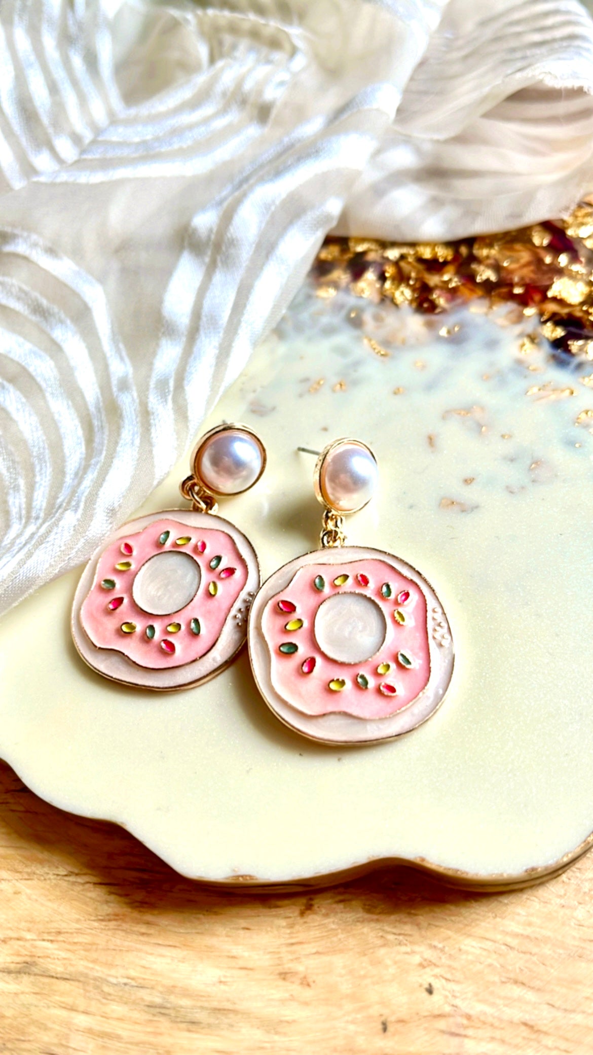 Pink Donut Earring