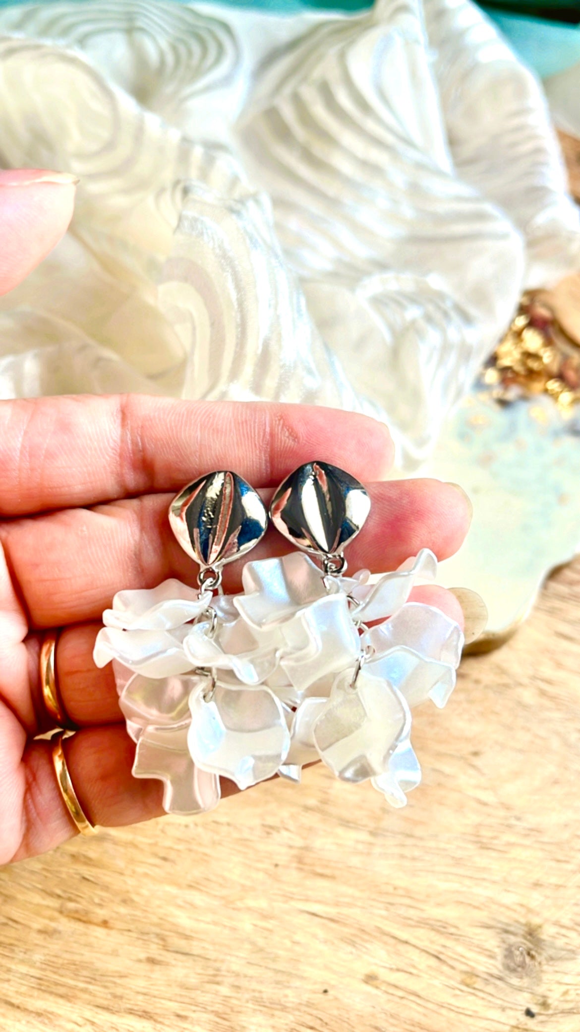 White Mary Earring